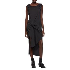 ALLSAINTS Riviera Devo Gathered Jersey Midi Dress Dark Marled Gray Size 0